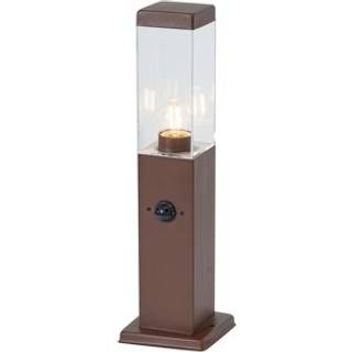 Udendørslampe rustbrun med klart glas 45 cm IP44 med stik og bevægelsessensor - Malios