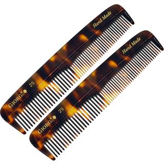 Giorgio G25 Finetooth og Widetooth Pocket Comb - Hair Styling Comb til mænd og kvinder Håndlavet skægekam til mænds frisørkam og bart kam for ple