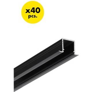 40 stk. 2m aluprofil SMART-IN10 AC2/Z - Sort anodiseret, indbygget, LED skinne