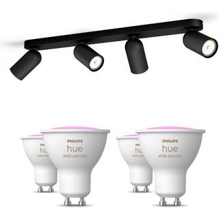 Philips Pongee med 4 spots, sort + 4 farvet GU10 spots