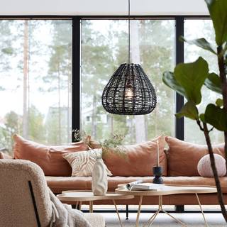 PR Home Adelle hængelampe i sort rattan Ø43cm