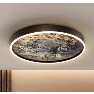 LED-loftlampe Stone Ø 60 cm, CCT, sort, metal, akryl