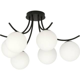 Boston 6 Sort/Opal loftslampe - Ø15 cm, E14, 230V, uden lyskilde