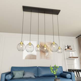 Nando 6 Sort/Guld pendellampe - Ø24 cm, E27, 230V, uden lyskilde