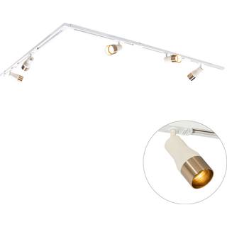 Modernt skinnesystem med 5 spots beige med guld 1-faset - Iconic Kohua