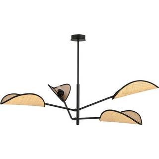 Vene 4 Sort/Rattan loftslampe - Ø12 cm, E14, 230V, uden lyskilde