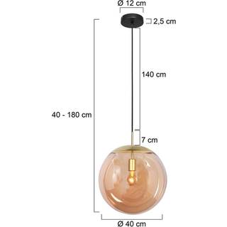 Hængelampe Bollique, messing, Ø 40 cm, glas, 1 lyskilde, kugle