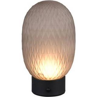 LED-bordlampe Facette, røggrå, USB, glas