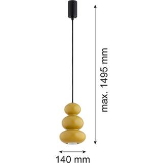 Glas hængelampe Oman Argon, dæmpbar, Gul/orange, Stue/spisestue, Glas