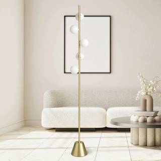 Pomi gulvlampe, 5 lyskilder, guldfarvet, glas, højde 170 cm