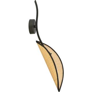 Lotus K1 Sort/Rattan væglampe - Ø12 cm, E14, 230V, uden lyskilde