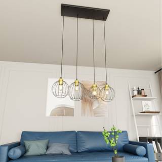 Nando 4 Sort/Guld pendellampe - Ø24 cm, E27, 230V, uden lyskilde