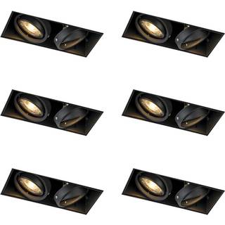 Sæt med 6 indbyggede spotlights sorte GU10 justerbare trimless 2-lys - Oneon