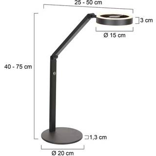 LED-bordlampe Ringlux, sort, metal, justerbar