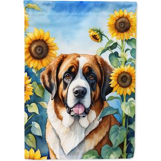 Caroline's Treasures DAC6151CHF Saint Bernard i Sunflowers House Flag Stor veranda ærme pol dekorativt uden for gårdspladser Artwork Wall Hanging