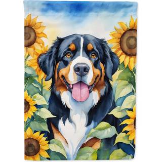 Carolines skatte DAC6026CHF Bernese Mountain Dog i Sunflowers House Flag stor veranda ærme pol dekorativ uden