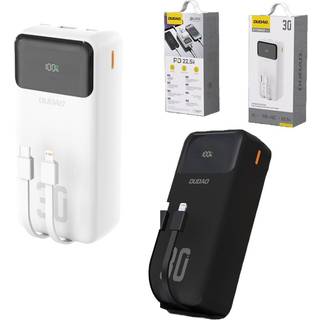 Dudao K15Max powerbank 30.000mAh m USB-C og Lightning kabel - 22,5W PD+QC - Hvid