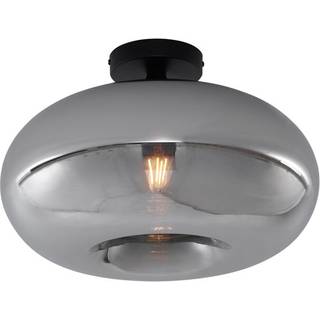 Art Deco loftslampe sort med røgglas 40 cm - Busa