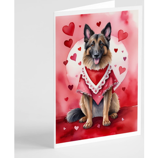 Caroline's Treasures DAC5282GCA7P Belgisk tervuren Mine Valentine lykønskningskortpakke med 8 blanke kort med konvolutter, finurlig A7 -størrelse