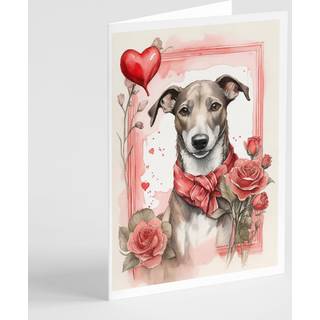 Caroline's Treasures DAC4465GCA7P Greyhound Valentine Roses lykønskningskortpakke med 8 blanke kort med konvolutter, finurlig A7 Størrelse 5x7 to