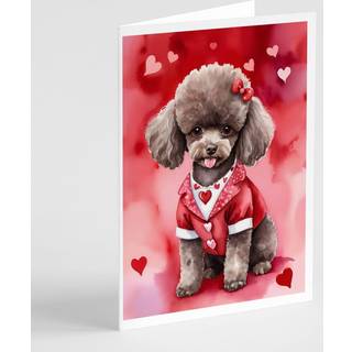 Caroline's Treasures DAC5417GCA7P Chokolade Poodle My Valentine lykønskningskort Pakke med 8 blanke kort med konvolutter, lunefuld A7 Størrelse 5