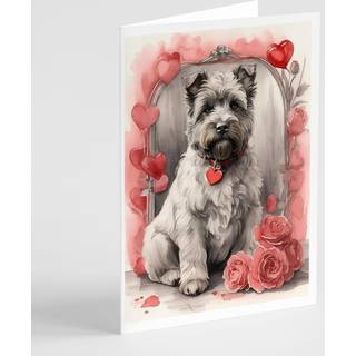 Caroline's Treasures DAC4378GCA7P Bouvier des Flandres Valentine Roses lykønskningskortpakke med 8 blanke kort med konvolutter, finurlig A7 -stør