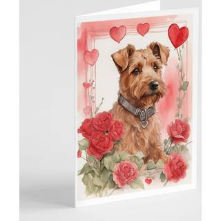 Caroline's Treasures DAC4471GCA7P Irish Terrier Valentine Roses lykønskningskort Pakke med 8 blanke kort med konvolutter, finurlig A7 -størrelse