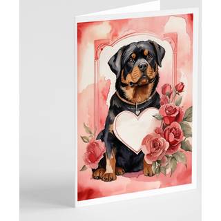 Caroline's Treasures DAC4539GCA7P ROTTWEILER VALENTINE ROSES HASPING CORTS PACK med 8 blanke kort med konvolutter, finurlig A7 Størrelse 5x7 Blan