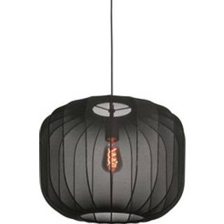 Japandi pendellampe sort med stofskærm 45 cm - Sable