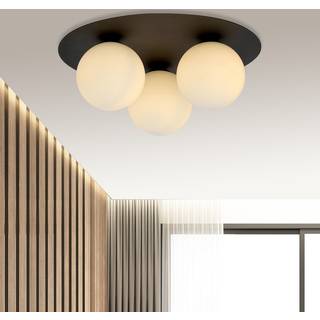 Solar 3 Sort/Opal loftslampe - Ø15 cm, E14, 230V, uden lyskilde