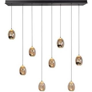 Hængelampe Golden Egg, rav/guld, længde 115 cm, 8 lyskilder af glas