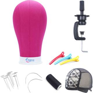 Eerya parykhoved lærred block hoved 22 tommer parykhoved stativ til fremstilling af parykskærm styling rosenry poly lærred blok paryk hoved med s