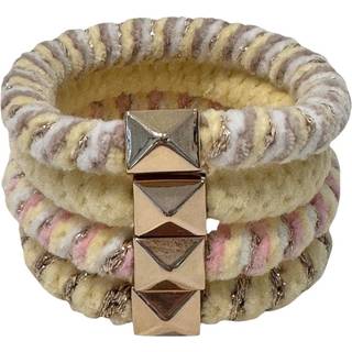 DARK Fluffy Fat Hair Tie With Gold Yellow Mix 4pcs