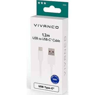 Vivanco USB til USB-C kabel 1,2m - hvid (På lager i varehus)