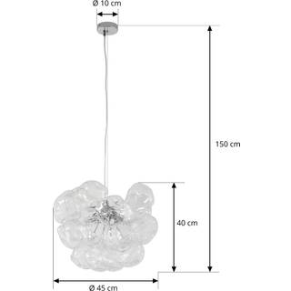 Glas hængelampe Diborah Lucande, dæmpbar, Klar/gennemsigtig, Stue/spisestue, Glas, Design
