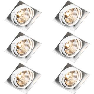 Sæt med 6 indbyggede spotlights hvid GU10 AR111 Trimless justerbar - Oneon