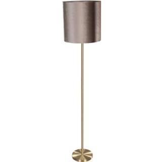 Gulvlampe messing med fløjlsskærm taupe 50 cm - Simplo
