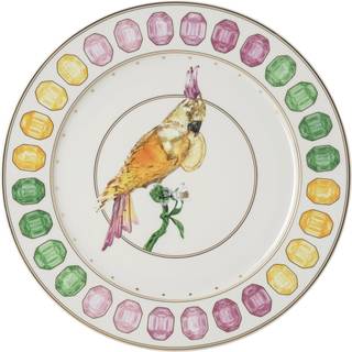 Idyllia Servierteller, Porzellan, Kristallines Printmotiv, Kakadu, Mehrfarbig