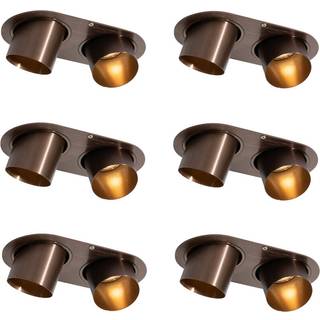 Sæt med 6 indbygningsspots mørk bronze GU10 50mm 2-lys - Installa