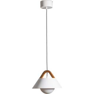 Hængelampe Funda, brun/hvid, Ø 30 cm, stål/træ/glas