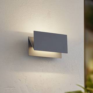 Lucande udendørs LED-væglampe Meja, grå, aluminium, 27 cm, IP54
