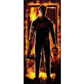 Killer in Flammen Türdeko 80x180cm