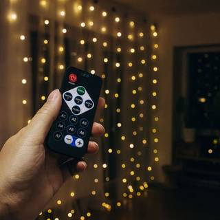 Gardinlys med 300 led, varm hvid, inkl. fjernbetjening, 3x3m.