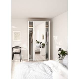 Como Garderobeskab 1 skydelåge +1 Skydelåge med spejl 120 x 220 cm - Hvid