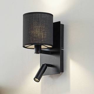 Væglampe Aiden Lindby, dæmpbar, Sort, Stue/spisestue, Tekstil/stof/silke, Moderne