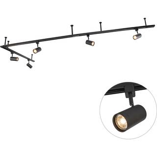 Modernt hængende skinnesystem med 5 sorte spotlights 1-faset - Iconic Jeana