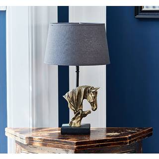 Hest bordlampe sort/guld