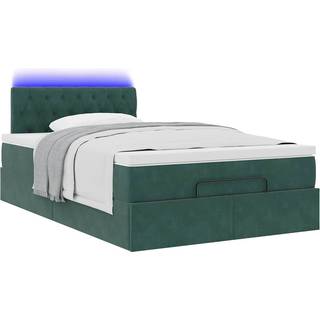 Ottoman Seng Med Madras & Leds 90X200Cm Fløjl Mørkegrøn - Med pynteknapper / 120 x 200 cm