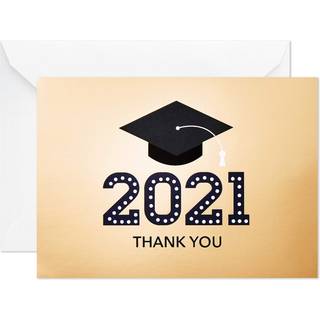 Hallmark 2021 Graduation Tak Cards Gold Graduation Cap (20 Tak Notes With Convolles)