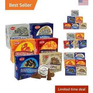 Hem røgelseskegler Variety Pack #4 og Cone Incense Burner Bundle med 6 mest populære duftstoffer